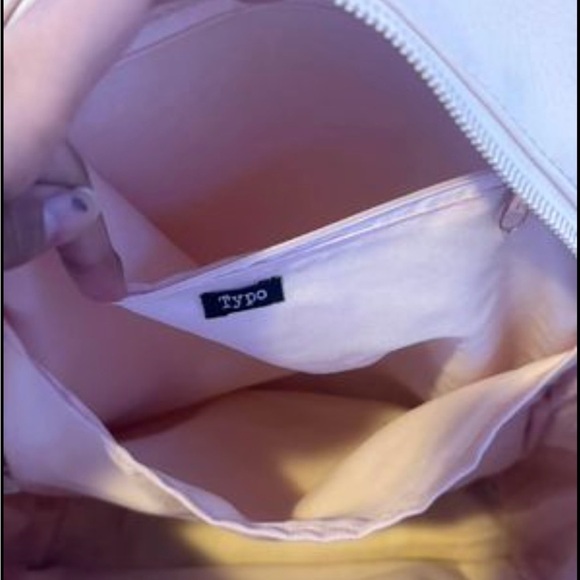 Blush Pink Faux Leather Backpack with Gold Accents & Cutout Design - Picture 6 of 9